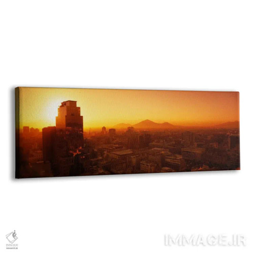 تابلو Santiago, Chile,غروب باشکوه نارنجی، سانتیاگو، شیلی اثر پانورامیک ایمجز (استودیو عکاسی عریض) - نمای پرسپکتیو محصول