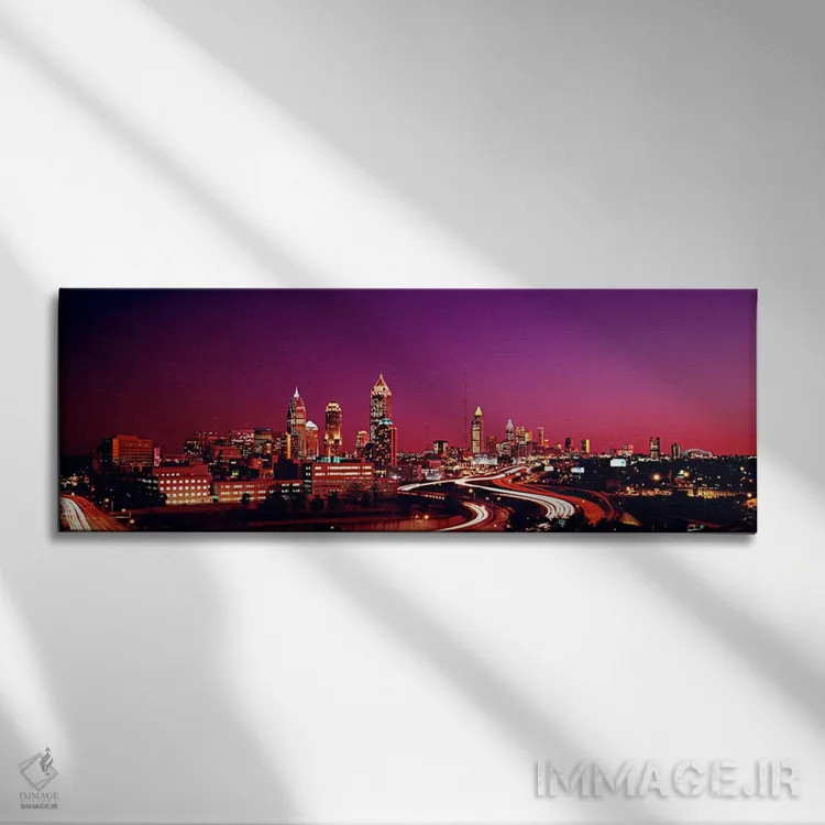 تابلو Georgia, Atlanta, night,آمریکا، جورجیا، آتلانتا، شب اثر پانورامیک ایمجز (استودیو عکاسی عریض) - نمای روبهرو روی دیوار