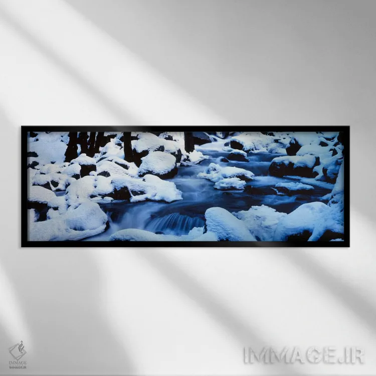 تابلو زمستان در پارک ملی یوسمیتی، کالیفرنیا، ایالات متحده آمریکا اثر پانورامیک ایمجز (استودیو عکاسی عریض) - نمای قابدار مشکی