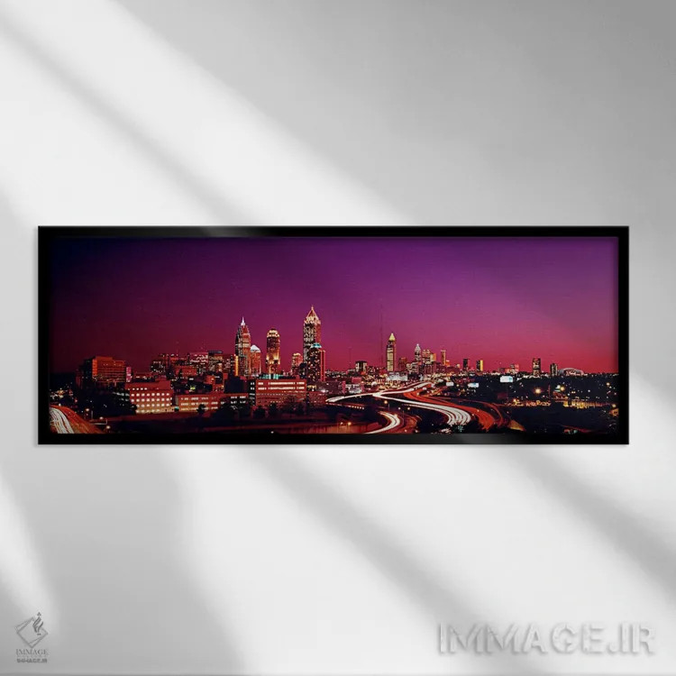 تابلو Georgia, Atlanta, night,آمریکا، جورجیا، آتلانتا، شب اثر پانورامیک ایمجز (استودیو عکاسی عریض) - نمای قابدار مشکی