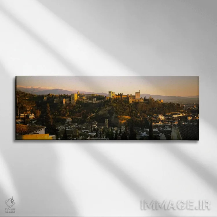 تابلو Granada, Andalusia, Spain,منظره عصرگاهی الحمرا، گرانادا، آندلس، اسپانیا اثر پانورامیک ایمجز (استودیو عکاسی عریض) - نمای روبهرو روی دیوار