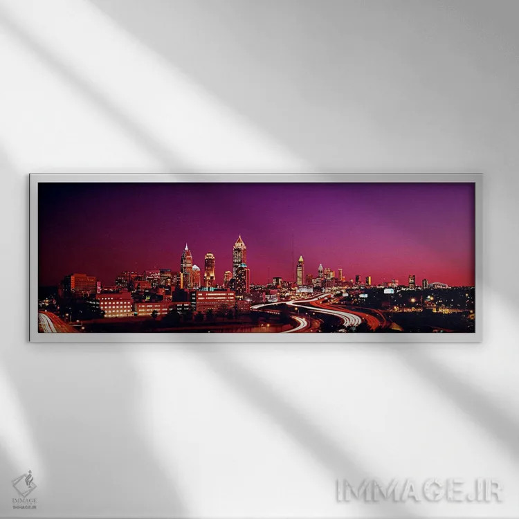 تابلو Georgia, Atlanta, night,آمریکا، جورجیا، آتلانتا، شب اثر پانورامیک ایمجز (استودیو عکاسی عریض) - نمای قابدار سفید