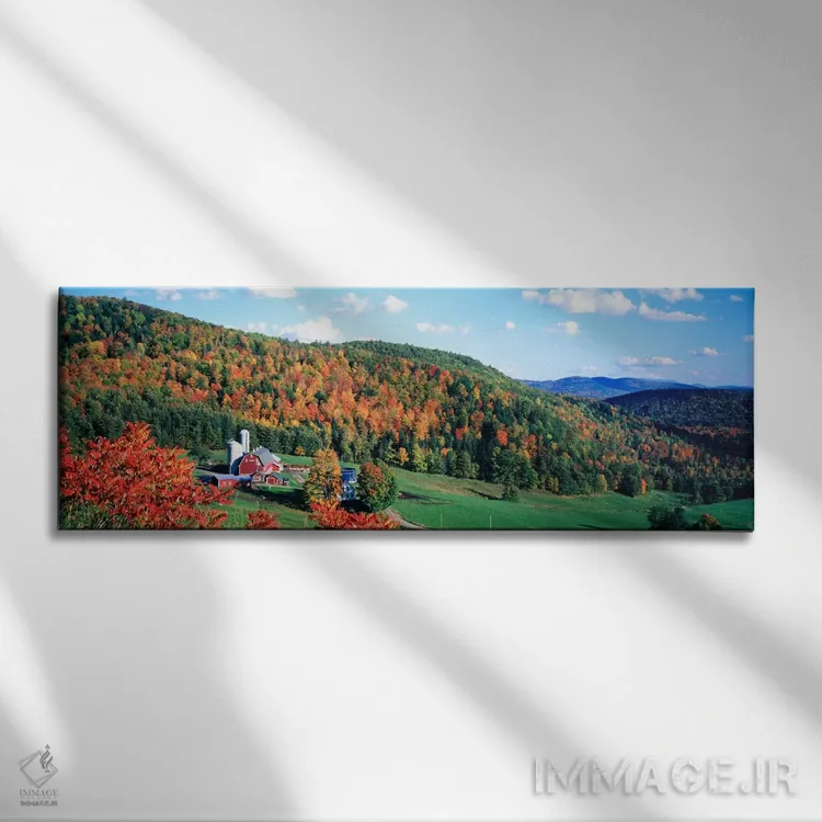 تابلو Hillside Acres Farm, Barnet, Vermont, USA,منظره پاییزی روستا، مزرعه هیلساید اکرز، barnet، ورمونت، آمریکا اثر پانورامیک ایمجز (استودیو عکاسی عریض) - نمای روبهرو روی دیوار