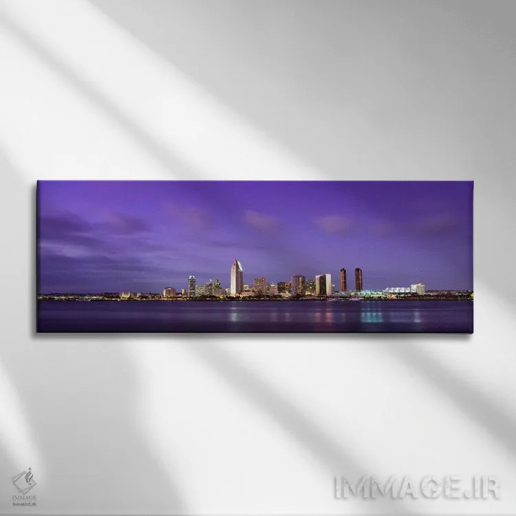 تابلو San Diego, dusk,سندیگو، کالیفرنیا، آمریکا در گرگومیش اثر پانورامیک ایمجز (استودیو عکاسی عریض) - نمای روبهرو روی دیوار
