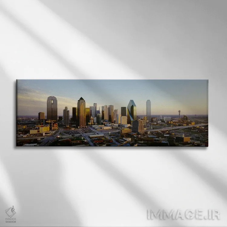 تابلو Texas, USA,نمای زاویه بالا از ساختمانهای شهر، دالاس، تگزاس، ایالات متحده آمریکا اثر پانورامیک ایمجز (استودیو عکاسی عریض) - نمای روبهرو روی دیوار