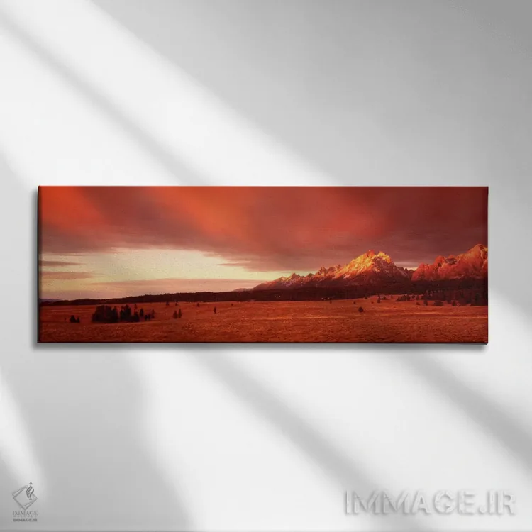 تابلو طلوع آفتاب، پارک ملی گرند تتون، وایومینگ، آمریکا اثر پانورامیک ایمجز (استودیو عکاسی عریض) - نمای روبهرو روی دیوار