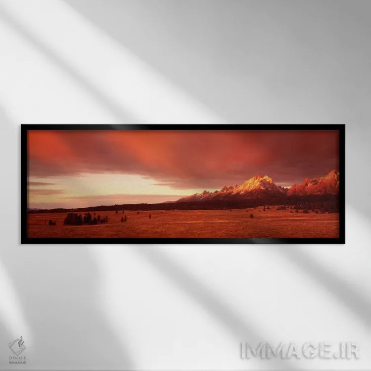تابلو طلوع آفتاب، پارک ملی گرند تتون، وایومینگ، آمریکا اثر پانورامیک ایمجز (استودیو عکاسی عریض) - نمای قابدار مشکی
