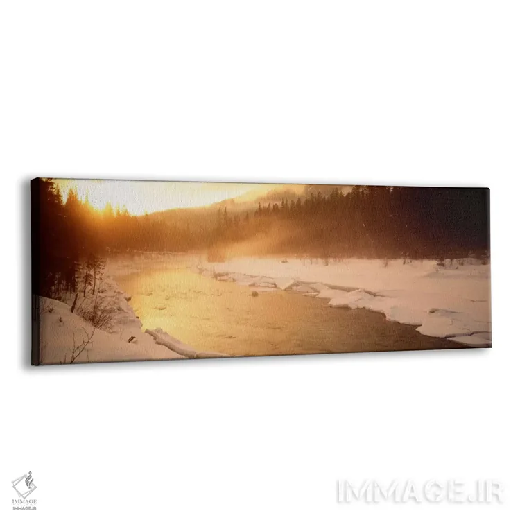 تابلو British Columbia, Canada,رودخانهای جاری در منظره جنگل برفی، بریتیش کلمبیا، کانادا اثر پانورامیک ایمجز (استودیو عکاسی عریض) - نمای پرسپکتیو محصول