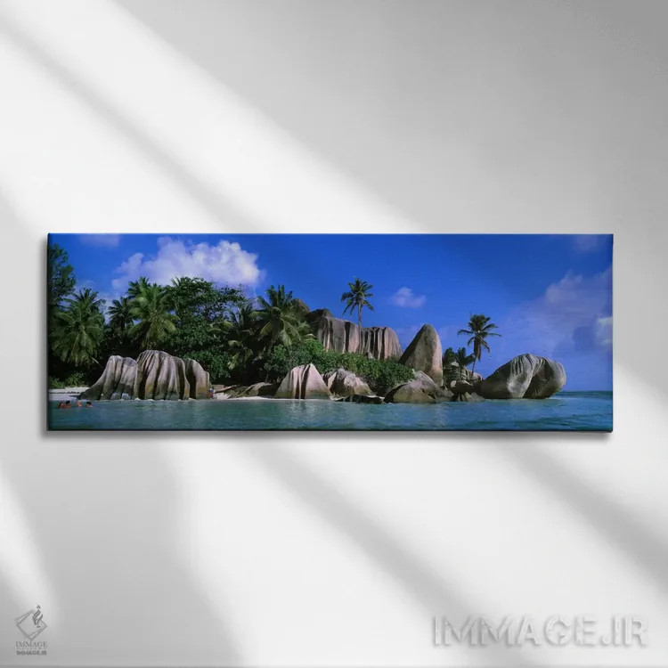 تابلو Anse Source d'Argent, La Digue, Seychelles,توده صخرههای گرانیتی، آنس سورس دآرژان، لا دیگو، سیشل اثر پانورامیک ایمجز (استودیو عکاسی عریض) - نمای روبهرو روی دیوار