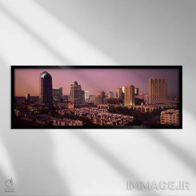 تابلو San Diego County, California, USA,ساختمانها در شهر، سن دیگو، شهرستان سن دیگو، کالیفرنیا، ایالات متحده آمریکا اثر پانورامیک ایمجز (استودیو عکاسی عریض) - نمای قابدار مشکی