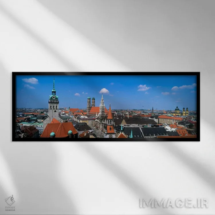 تابلو Munich, Bavaria, Germany,نمای هوایی از منطقه قدیمی (آلتشتات)، مونیخ، باواریا، آلمان اثر پانورامیک ایمجز (استودیو عکاسی عریض) - نمای قابدار مشکی