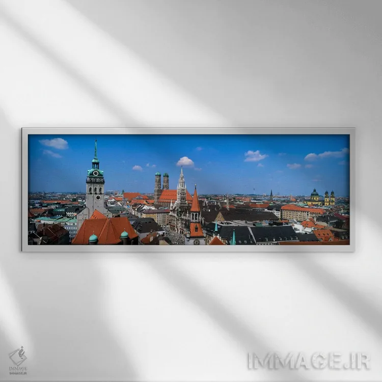 تابلو Munich, Bavaria, Germany,نمای هوایی از منطقه قدیمی (آلتشتات)، مونیخ، باواریا، آلمان اثر پانورامیک ایمجز (استودیو عکاسی عریض) - نمای قابدار سفید
