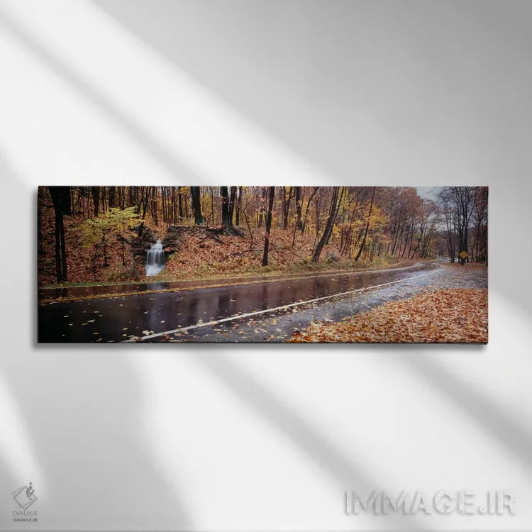 تابلو Euclid Creek Reservation, Euclid, Ohio, USA,آبشار کنار جاده، منطقه حفاظتشده یوکلید کریک، یوکلید، اوهایو، آمریکا اثر پانورامیک ایمجز (استودیو عکاسی عریض) - نمای روبهرو روی دیوار