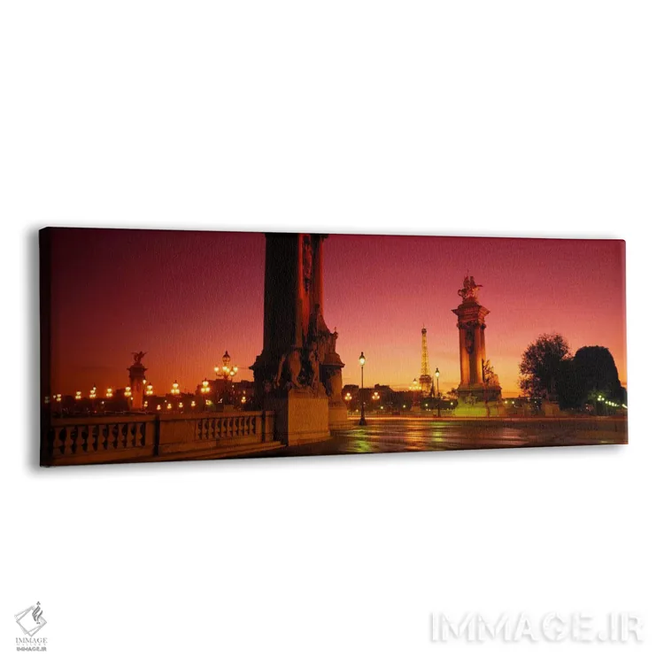 تابلو Paris, France,نمای دور از برج ایفل از میان پایههای پل الکساندر سوم، پاریس، فرانسه اثر پانورامیک ایمجز (استودیو عکاسی عریض) - نمای پرسپکتیو محصول