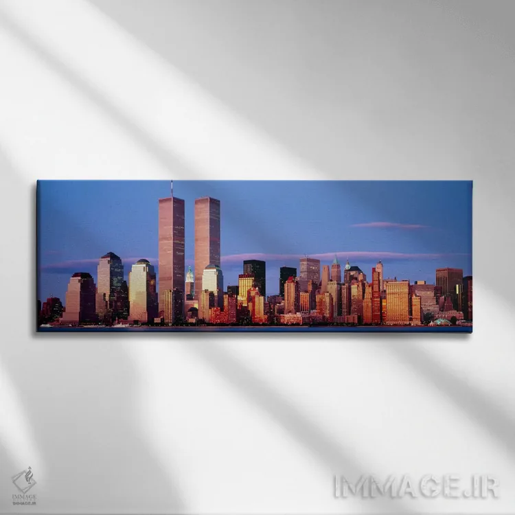 تابلو Manhattan, New York City, New York State, USA,آسمانخراشها در شهر، منهتن، نیویورک، ایالت نیویورک، آمریکا اثر پانورامیک ایمجز (استودیو عکاسی عریض) - نمای روبهرو روی دیوار