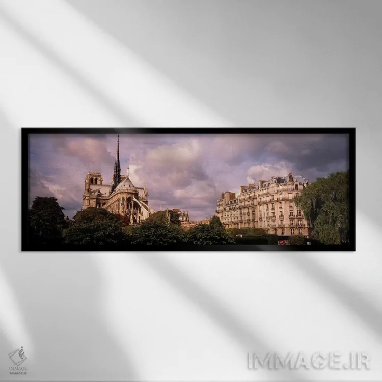 تابلو Paris, Notre Dame,فرانسه، پاریس، نوتردام اثر پانورامیک ایمجز (استودیو عکاسی عریض) - نمای قابدار مشکی