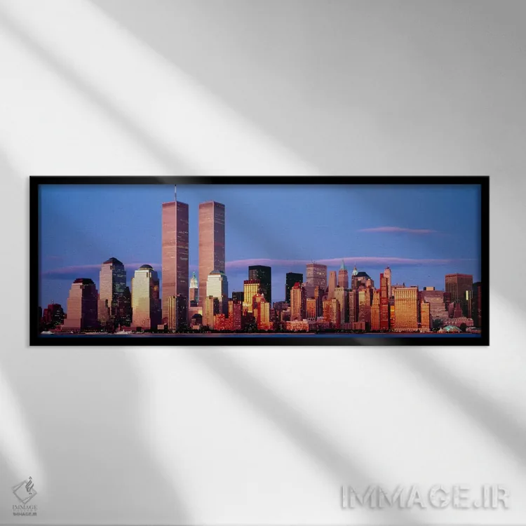 تابلو Manhattan, New York City, New York State, USA,آسمانخراشها در شهر، منهتن، نیویورک، ایالت نیویورک، آمریکا اثر پانورامیک ایمجز (استودیو عکاسی عریض) - نمای قابدار مشکی