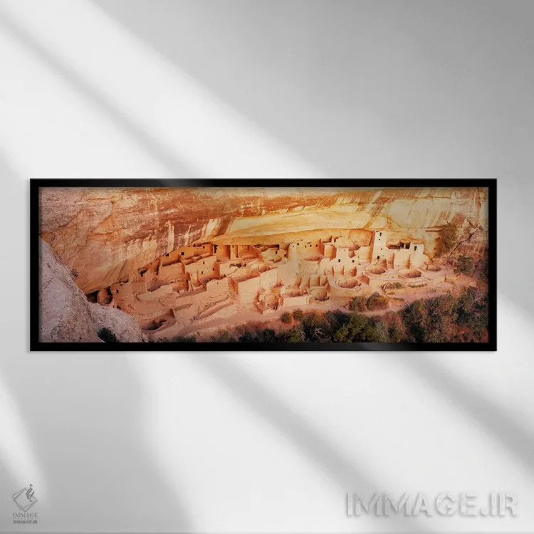 تابلو Mesa Verde National Park, Montezuma County, Colorado, USA,کلیف پالاس، پارک ملی مسا ورده، شهرستان مونتزوما، کلرادو، آمریکا اثر پانورامیک ایمجز (استودیو عکاسی عریض) - نمای قابدار مشکی