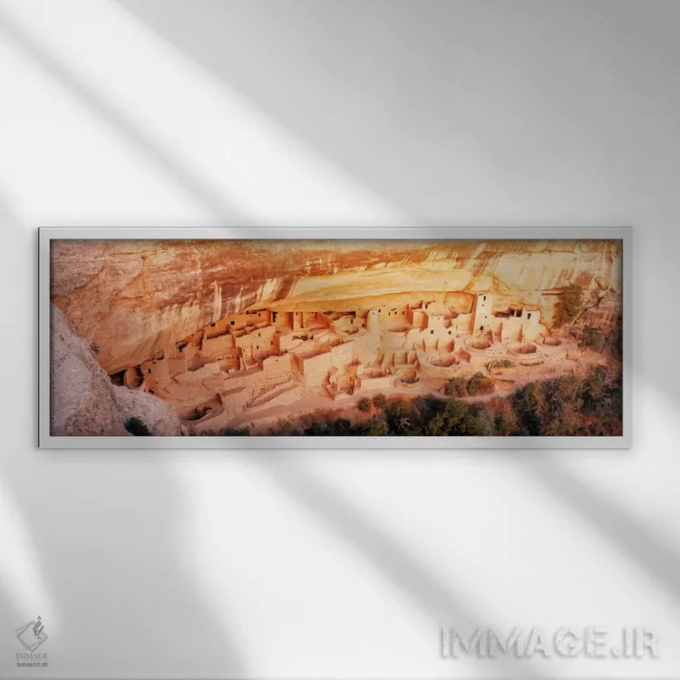 تابلو Mesa Verde National Park, Montezuma County, Colorado, USA,کلیف پالاس، پارک ملی مسا ورده، شهرستان مونتزوما، کلرادو، آمریکا اثر پانورامیک ایمجز (استودیو عکاسی عریض) - نمای قابدار سفید