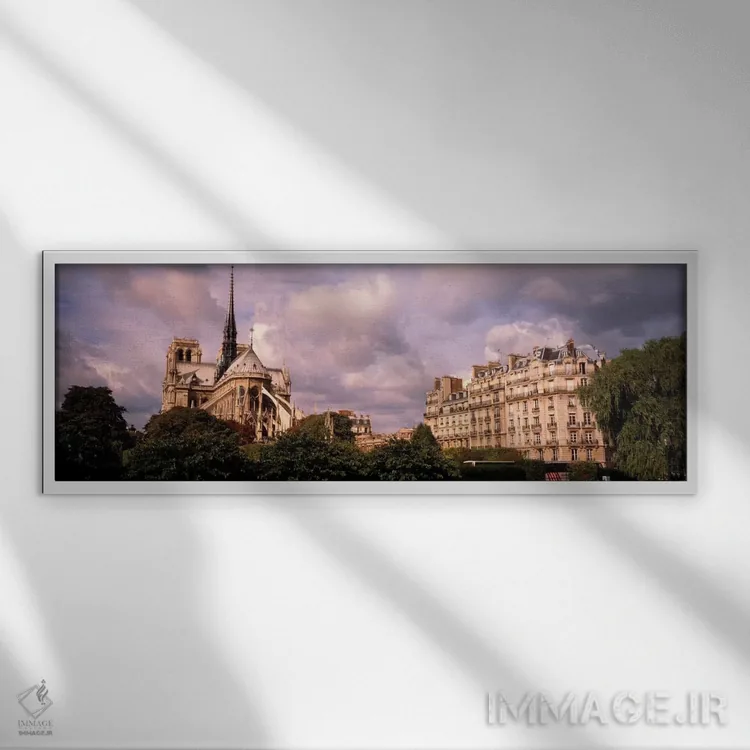 تابلو Paris, Notre Dame,فرانسه، پاریس، نوتردام اثر پانورامیک ایمجز (استودیو عکاسی عریض) - نمای قابدار سفید