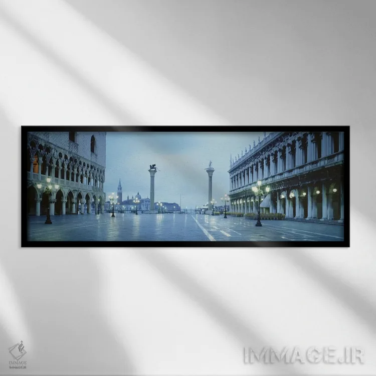 تابلو میدان سن مارکو، ونتو، ونیز، ایتالیا اثر پانورامیک ایمجز (استودیو عکاسی عریض) - نمای قابدار مشکی