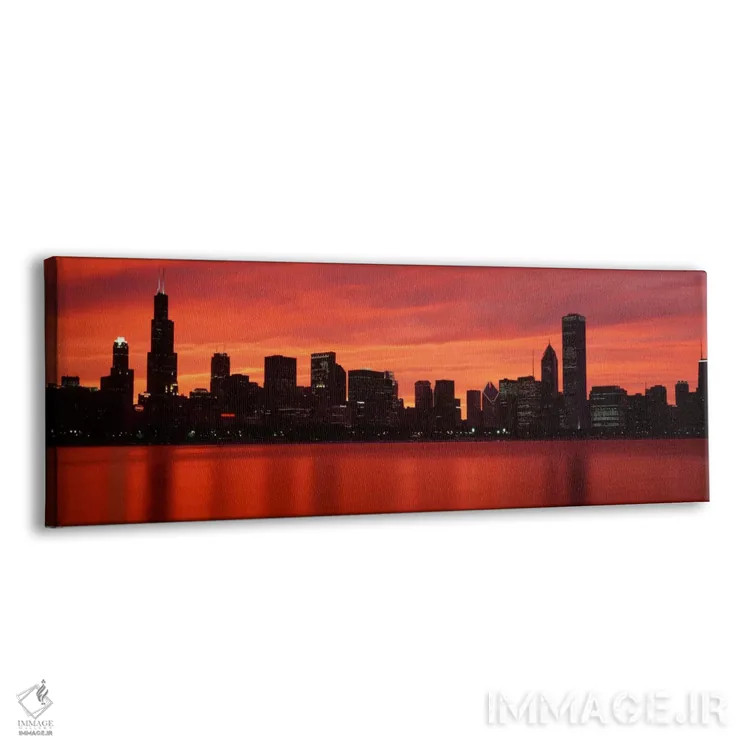 تابلو Chicago, Cook County, Illinois, USA,منظره پهنه افق مرکز شهر در یک عصر باشکوه، شیکاگو، شهرستان کوک، ایلینوی، ایالات متحده آمریکا اثر پانورامیک ایمجز (استودیو عکاسی عریض) - نمای پرسپکتیو محصول