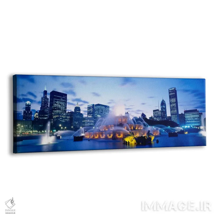 تابلو Grant Park, Chicago, Illinois, USA,فواره باکینگهام هنگام غروب، پارک گرنت، شیکاگو، ایلینوی، ایالات متحده آمریکا اثر پانورامیک ایمجز (استودیو عکاسی عریض) - نمای پرسپکتیو محصول