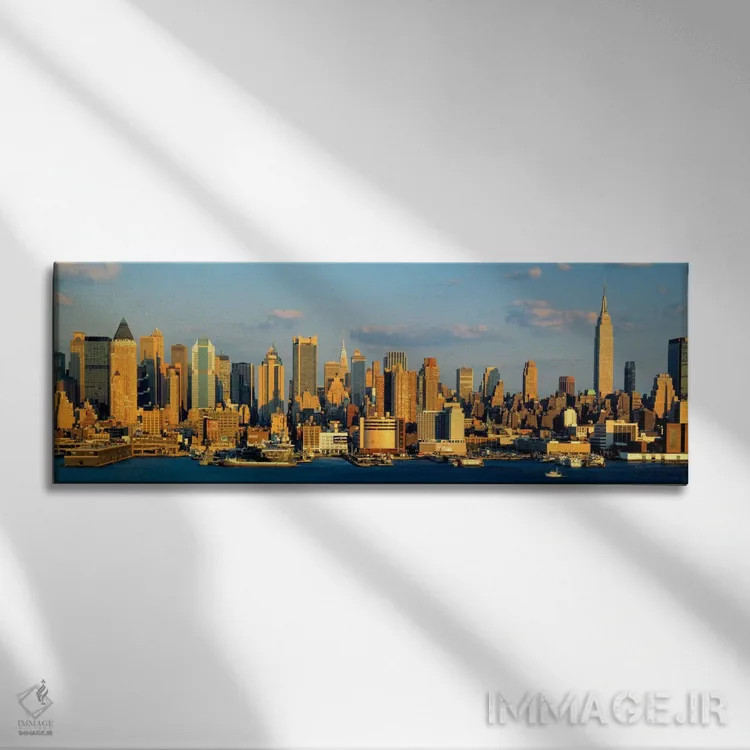 تابلو City Skyline, NYC, New York City, New York State, USA,رودخانه هادسون، خط افق شهر، نیویورک سیتی، ایالت نیویورک، ایالات متحده آمریکا اثر پانورامیک ایمجز (استودیو عکاسی عریض) - نمای روبهرو روی دیوار