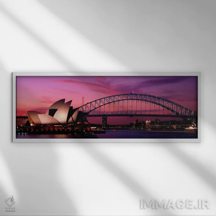 تابلو Sydney, sunset,استرالیا، سیدنی، غروب اثر پانورامیک ایمجز (استودیو عکاسی عریض) - نمای قابدار سفید