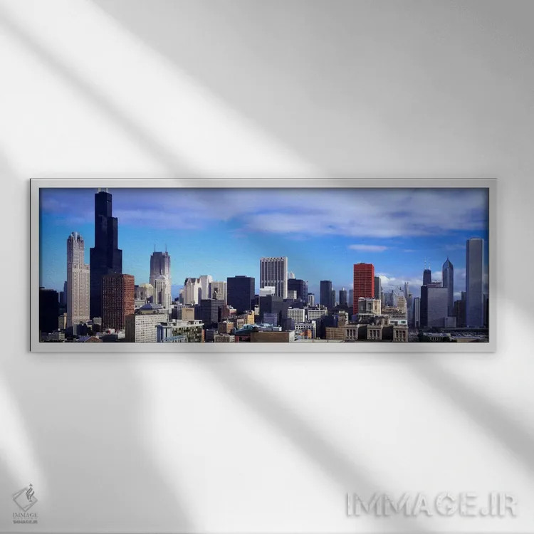 تابلو Sears Tower, Chicago, Cook County, Illinois, USA,آسمانخراشهای یک شهر، برج سیرز (ویلیس)، شیکاگو، شهرستان کوک، ایلینوی، ایالات متحده آمریکا اثر پانورامیک ایمجز (استودیو عکاسی عریض) - نمای قابدار سفید