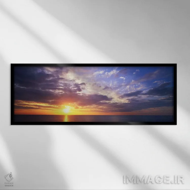 تابلو Ocean, Caribbean Island, Grand Cayman Island,غروب آفتاب بر آب و اقیانوس، جزیره کارائیب، گرند کیمن اثر پانورامیک ایمجز (استودیو عکاسی عریض) - نمای قابدار مشکی