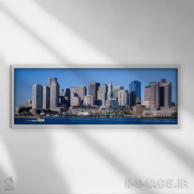تابلو Cityscape, Boston, Massachusetts, USA,,خط افق، چشمانداز شهری، بوستون، ماساچوست، ایالات متحده آمریکا اثر پانورامیک ایمجز (استودیو عکاسی عریض) - نمای قابدار سفید