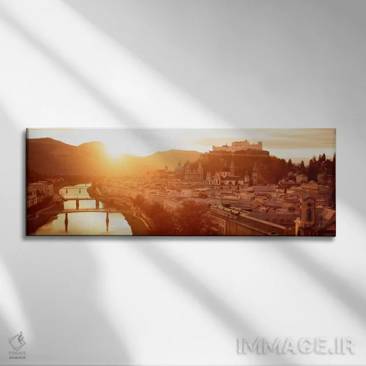 تابلو Salzburg, Salzach River,اتریش، سالزبورگ، رود سالزاخ اثر پانورامیک ایمجز (استودیو عکاسی عریض) - نمای روبهرو روی دیوار