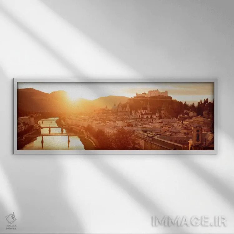 تابلو Salzburg, Salzach River,اتریش، سالزبورگ، رود سالزاخ اثر پانورامیک ایمجز (استودیو عکاسی عریض) - نمای قابدار سفید