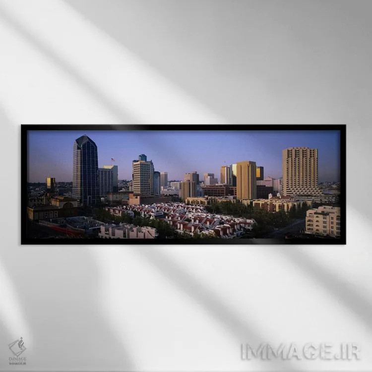تابلو San Diego, California, USA #3,ساختمانها در شهر، سن دیگو، کالیفرنیا، آمریکا (شماره ۳) اثر پانورامیک ایمجز (استودیو عکاسی عریض) - نمای قابدار مشکی