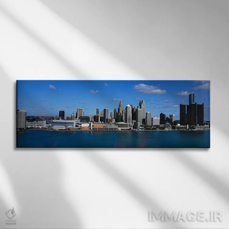 تابلو Detroit,آمریکا، میشیگان، دیترویت اثر پانورامیک ایمجز (استودیو عکاسی عریض) - نمای روبهرو روی دیوار