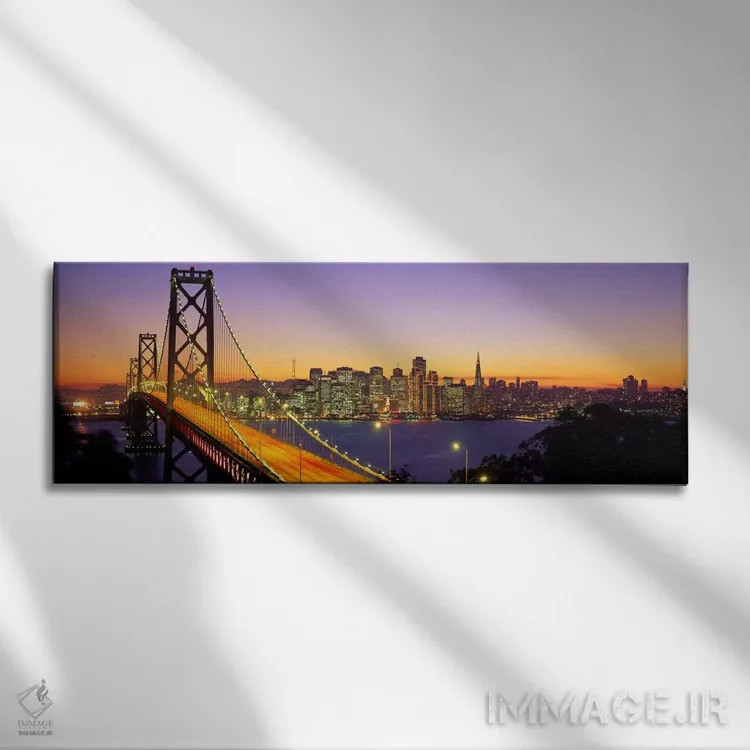 تابلو San Francisco, California, USA,پل بای در شب، سان فرانسیسکو، کالیفرنیا، آمریکا اثر پانورامیک ایمجز (استودیو عکاسی عریض) - نمای روبهرو روی دیوار