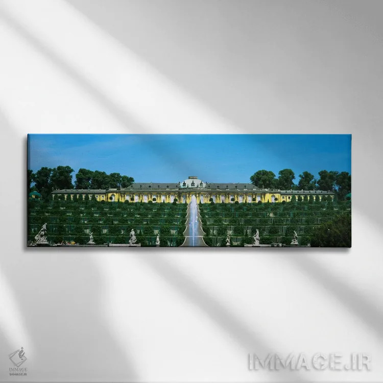 تابلو Sanssouci Palace, Potsdam, Brandenburg, Germany,باغ رسمی مقابل کاخ سانسوسی، پوتسدام، براندنبورگ، آلمان اثر پانورامیک ایمجز (استودیو عکاسی عریض) - نمای روبهرو روی دیوار