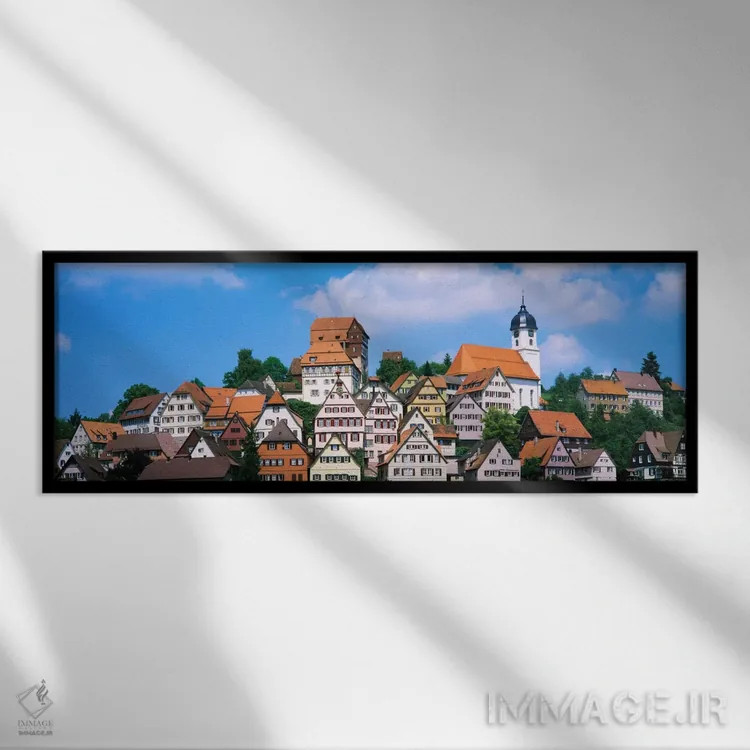 تابلو Altensteig, Black Forest, Germany,ساختمانها روی تپه، آلتناشتایگ، جنگل سیاه، آلمان اثر پانورامیک ایمجز (استودیو عکاسی عریض) - نمای قابدار مشکی