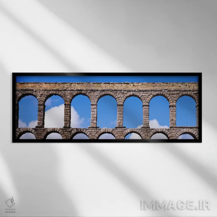 تابلو Segovia, Spain,قنات رومی، سگویا، اسپانیا اثر پانورامیک ایمجز (استودیو عکاسی عریض) - نمای قابدار مشکی