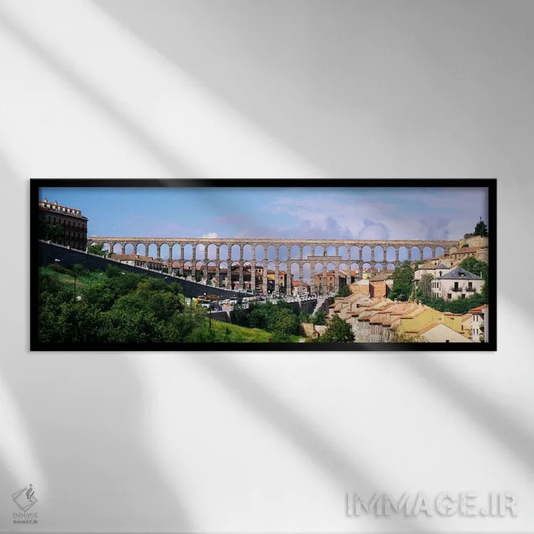 تابلو Castile and Leon, Spain,قنات سگویا، کاستیا و لئون، اسپانیا اثر پانورامیک ایمجز (استودیو عکاسی عریض) - نمای قابدار مشکی