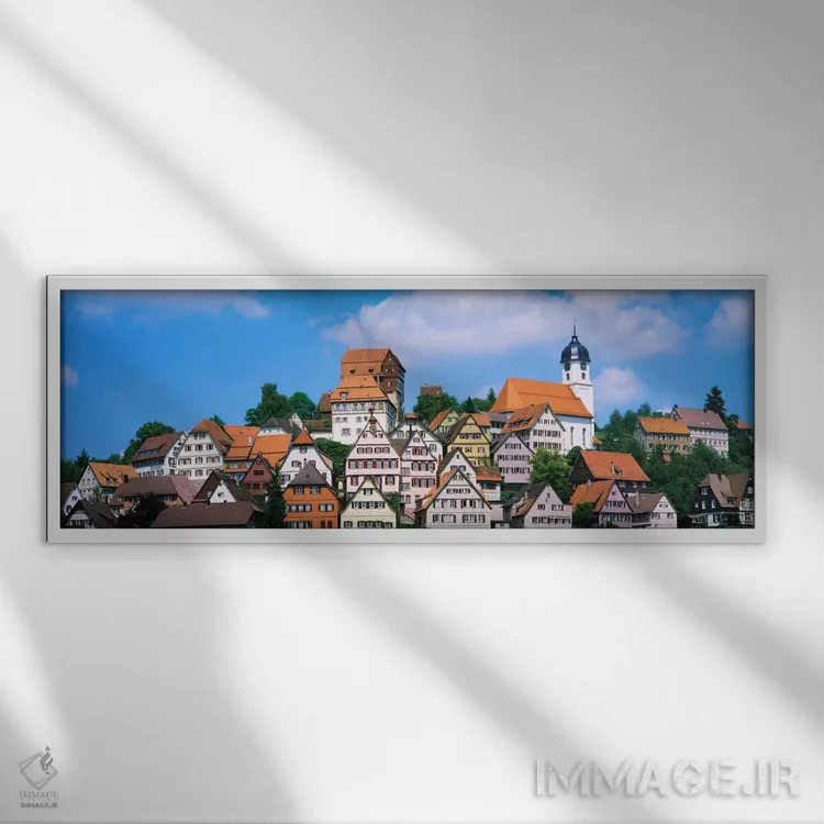 تابلو Altensteig, Black Forest, Germany,ساختمانها روی تپه، آلتناشتایگ، جنگل سیاه، آلمان اثر پانورامیک ایمجز (استودیو عکاسی عریض) - نمای قابدار سفید