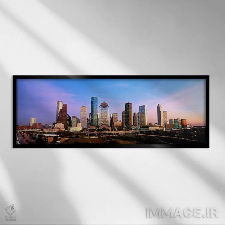 تابلو Houston, twilight,آمریکا، تگزاس، هیوستون، گرگ و میش اثر پانورامیک ایمجز (استودیو عکاسی عریض) - نمای قابدار مشکی
