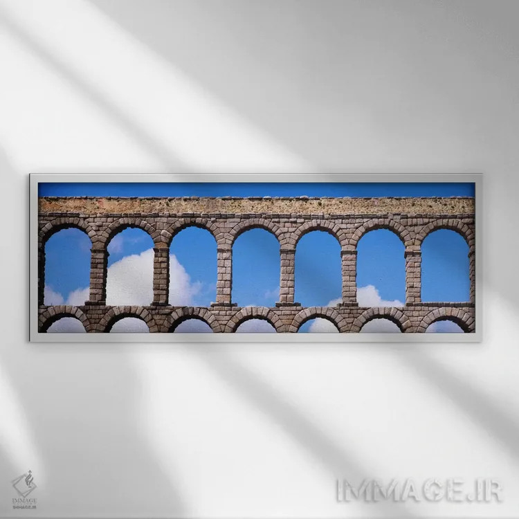 تابلو Segovia, Spain,قنات رومی، سگویا، اسپانیا اثر پانورامیک ایمجز (استودیو عکاسی عریض) - نمای قابدار سفید