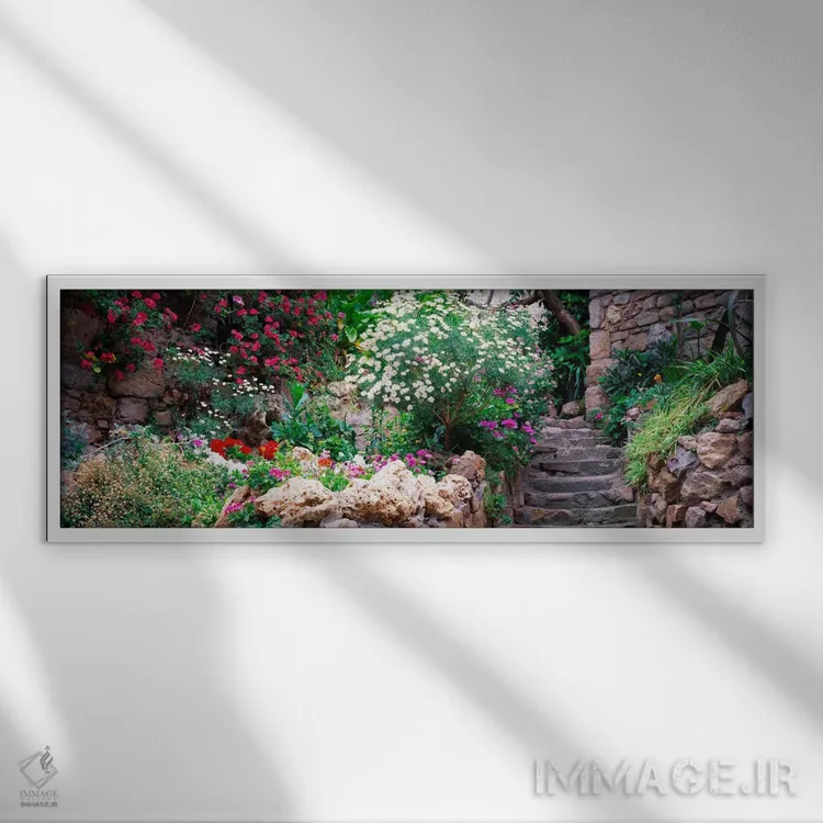 تابلو Tossa de Mar, Costa Brava, Catalonia, Spain,باغ زیبای شهر قدیمی، توسا د مار، کاستا براوا، کاتالونیا، اسپانیا اثر پانورامیک ایمجز (استودیو عکاسی عریض) - نمای قابدار سفید