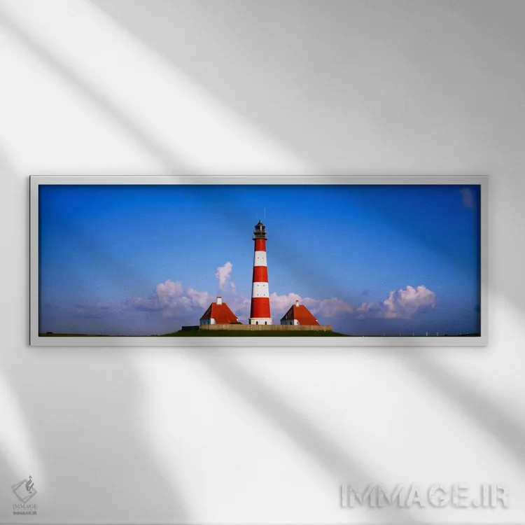 تابلو Nordfriesland, Schleswig-Holstein, Germany,فانوس دریایی وسترهوفرسند، نوردفرایزلند، اشلسویگ-هولشتاین، آلمان اثر پانورامیک ایمجز (استودیو عکاسی عریض) - نمای قابدار سفید