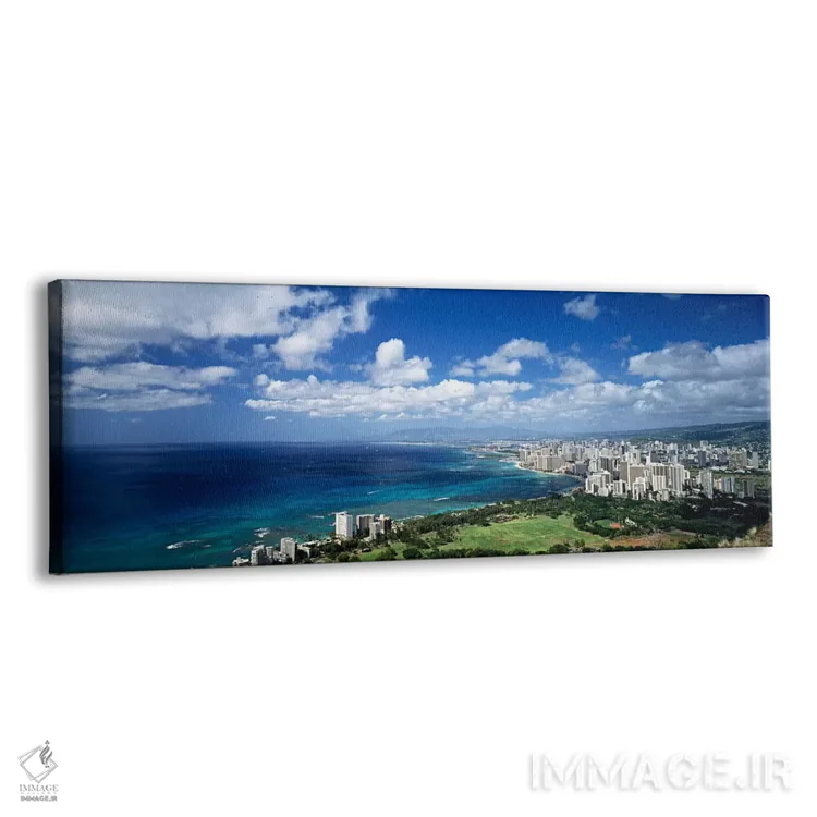 تابلو Honolulu, Oahu, Hawaii Islands, USA,نمای بالا از آسمانخراشهای کنار آب، هونولولو، اوآهو، جزایر هاوایی، آمریکا اثر پانورامیک ایمجز (استودیو عکاسی عریض) - نمای پرسپکتیو محصول