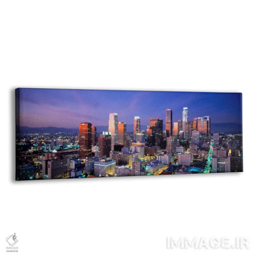 تابلو Cityscape, Los Angeles, California, USA,خط افق شب و سیمای شهر، لسآنجلس، کالیفرنیا، ایالات متحده آمریکا اثر پانورامیک ایمجز (استودیو عکاسی عریض) - نمای پرسپکتیو محصول
