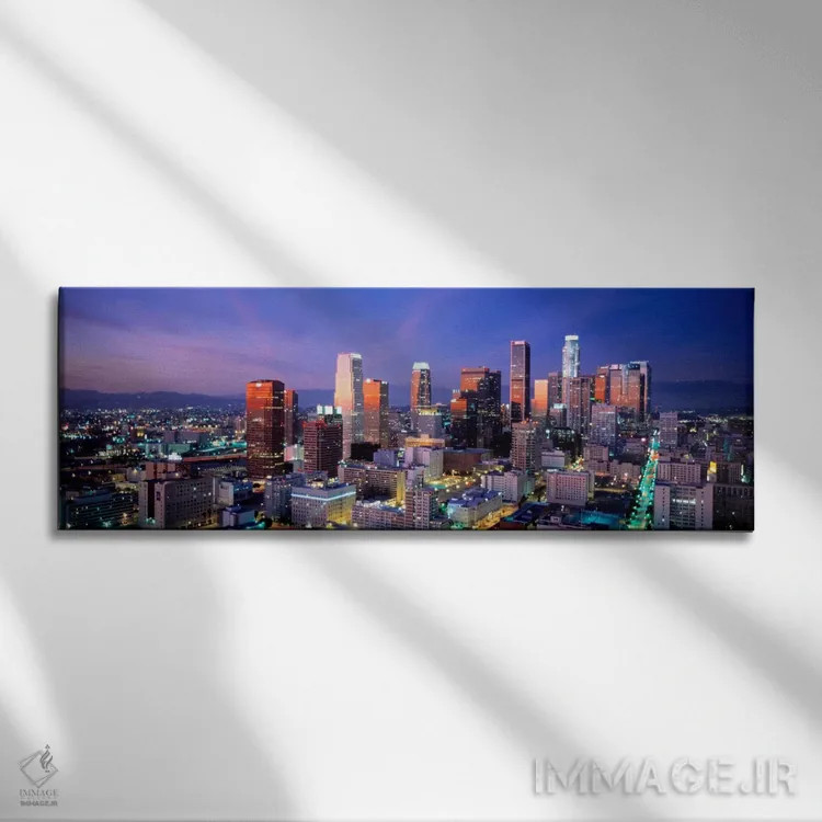 تابلو Cityscape, Los Angeles, California, USA,خط افق شب و سیمای شهر، لسآنجلس، کالیفرنیا، ایالات متحده آمریکا اثر پانورامیک ایمجز (استودیو عکاسی عریض) - نمای روبهرو روی دیوار