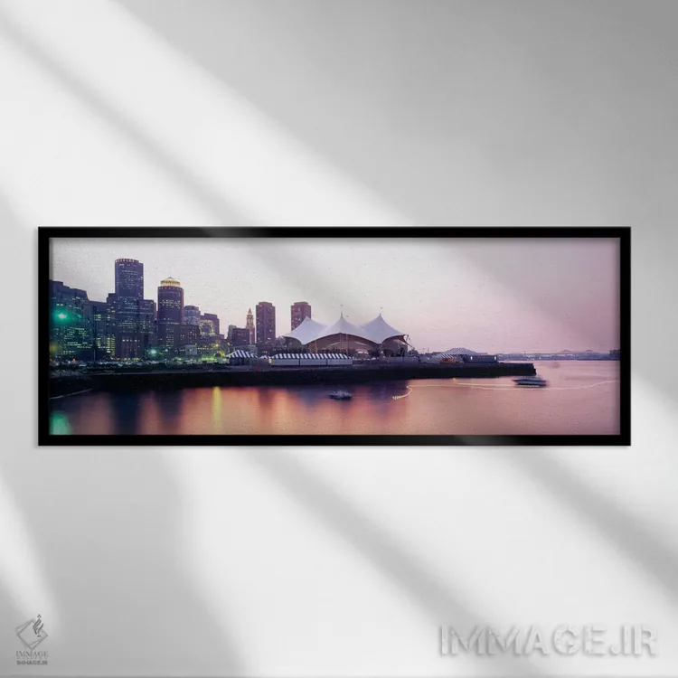 تابلو Charles river, Boston, Massachusetts, USA,آسمانخراشها در کنار رودخانه چارلز، بوستون، ماساچوست، ایالات متحده آمریکا اثر پانورامیک ایمجز (استودیو عکاسی عریض) - نمای قابدار مشکی